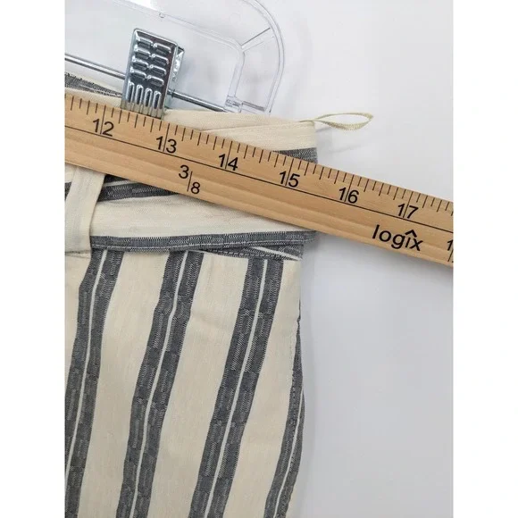 Rebecca Minkoff Wide Leg Pants Women 4 Cream Striped Belted Cotton Resort Office - Picture 10 of 12